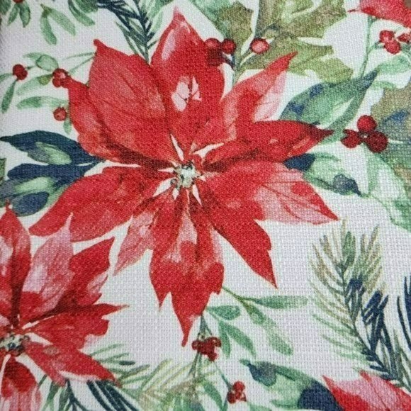 60x84in Oblong Red Poinsettia Flower Christmas Tablecloth - Picture 4 of 9
